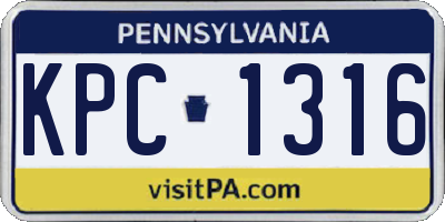 PA license plate KPC1316