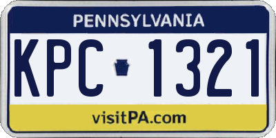 PA license plate KPC1321