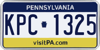 PA license plate KPC1325