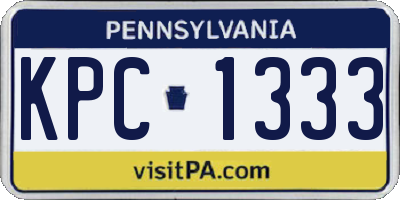 PA license plate KPC1333