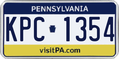 PA license plate KPC1354