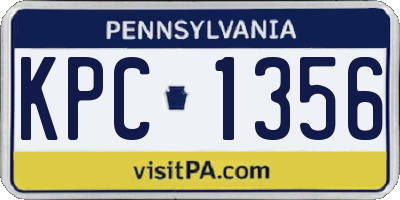 PA license plate KPC1356