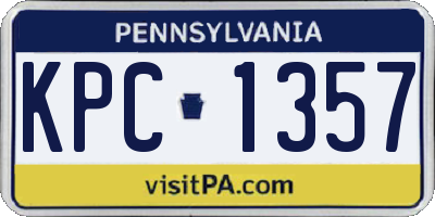 PA license plate KPC1357