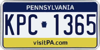 PA license plate KPC1365