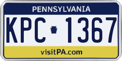 PA license plate KPC1367
