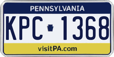 PA license plate KPC1368