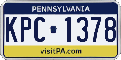 PA license plate KPC1378