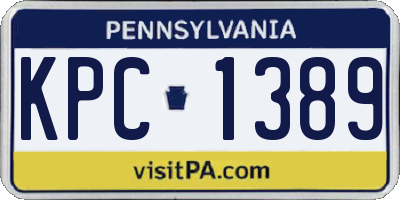 PA license plate KPC1389