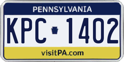 PA license plate KPC1402