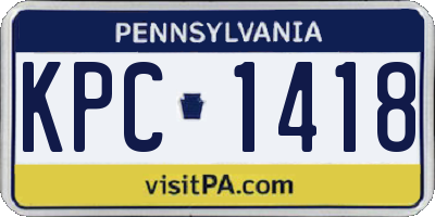 PA license plate KPC1418