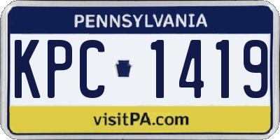 PA license plate KPC1419