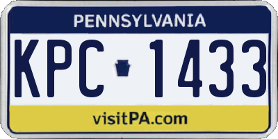 PA license plate KPC1433