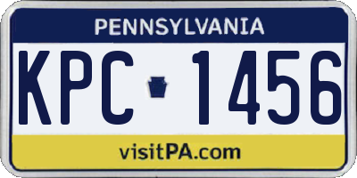 PA license plate KPC1456