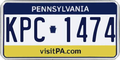 PA license plate KPC1474