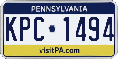 PA license plate KPC1494
