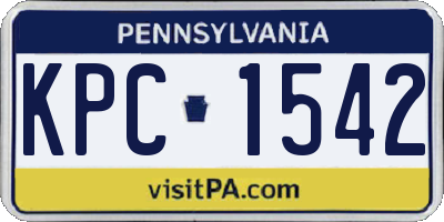 PA license plate KPC1542