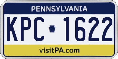 PA license plate KPC1622
