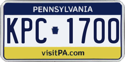 PA license plate KPC1700