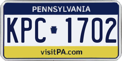 PA license plate KPC1702