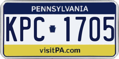 PA license plate KPC1705