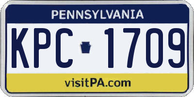 PA license plate KPC1709