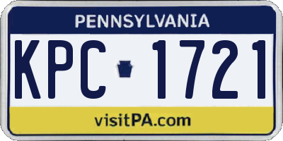 PA license plate KPC1721
