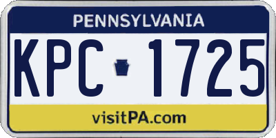 PA license plate KPC1725
