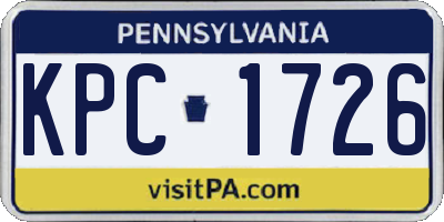 PA license plate KPC1726