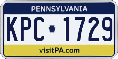 PA license plate KPC1729