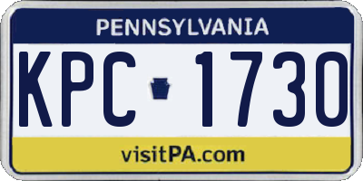 PA license plate KPC1730