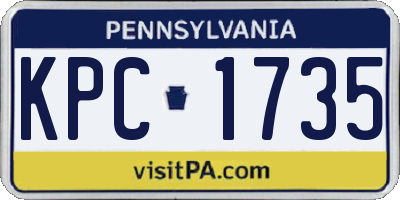 PA license plate KPC1735