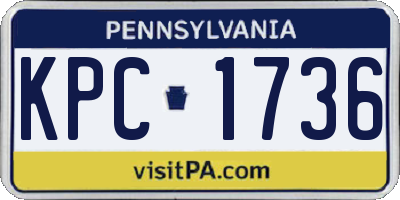 PA license plate KPC1736