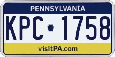 PA license plate KPC1758