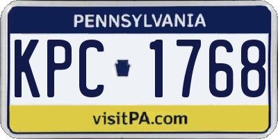 PA license plate KPC1768