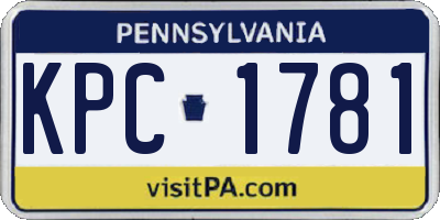 PA license plate KPC1781