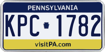 PA license plate KPC1782