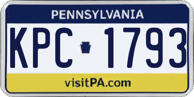 PA license plate KPC1793