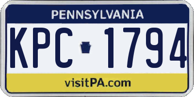 PA license plate KPC1794