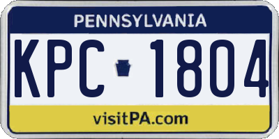 PA license plate KPC1804
