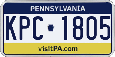 PA license plate KPC1805