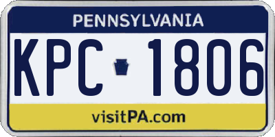 PA license plate KPC1806