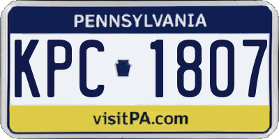 PA license plate KPC1807