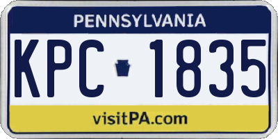 PA license plate KPC1835