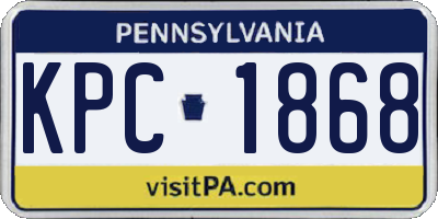 PA license plate KPC1868