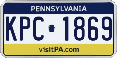 PA license plate KPC1869