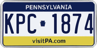 PA license plate KPC1874