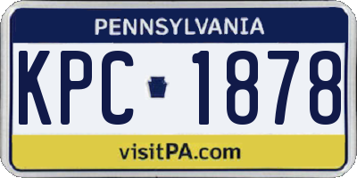 PA license plate KPC1878