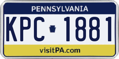PA license plate KPC1881
