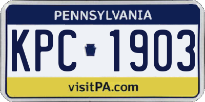 PA license plate KPC1903