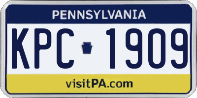 PA license plate KPC1909